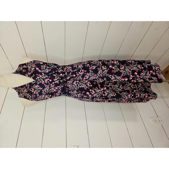 London Times Dresses & Skirts - London Times size 8 Navy blue & pink floral a-line midi dress
